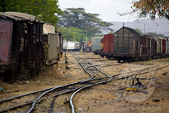 Old railroad cars on railroad tracks, Dire Dawa, Harar, Ethiopia